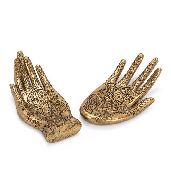 (Set of x2) Engraved Hand Dishes / Decor / Jewelry Tray - Picture 3 of 9